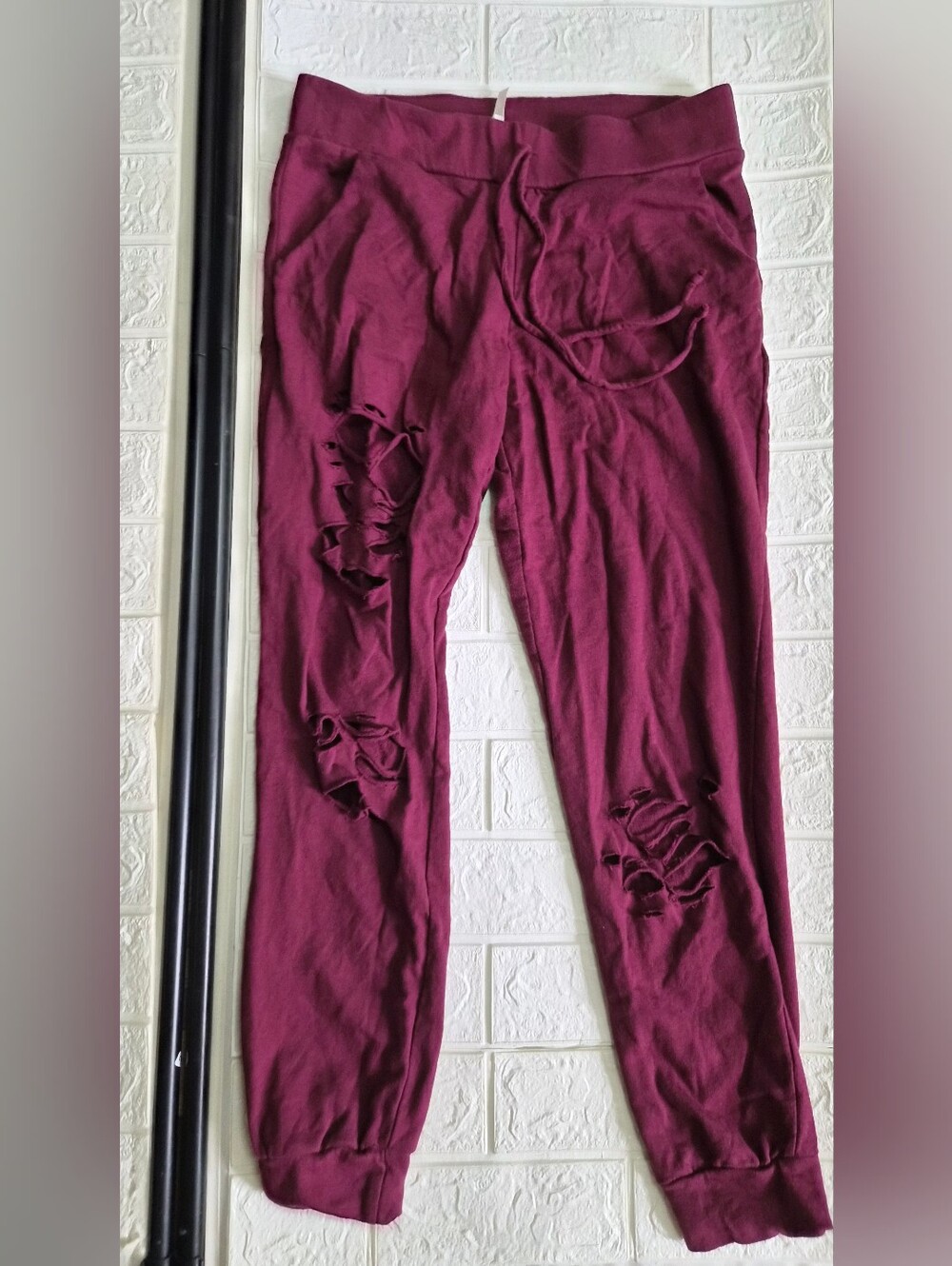 Ever Hottie Distressed Raspberry Joggers Size M USA Made 100% Cotton AutumnColor